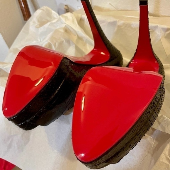 Christian Louboutin Lady Peep Python skin peep pumps EU38 rare 100% authentic. - Picture 4 of 11